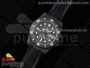 Submariner DIW Carbon VSF 1:1 Best Edition Black/Green Dial on Black Nylon Strap VS3135