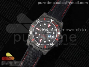 Submariner DIW Carbon VSF 1:1 Best Edition Black/Red Dial on Black Nylon Strap VS3135