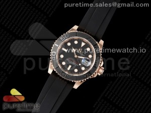 Yacht-Master 126655 KF 1:1 Best Edition RG Wrapped Black Dial on Oysterflex Strap VR3235