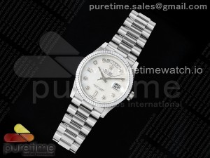 Day Date 36 SS TWSF Best Edition White Diamonds Dial on SS Bracelet A2836