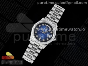 Day Date 36 SS TWSF Best Edition Blue Diamonds Dial on SS Bracelet A2836