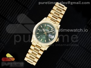 Day Date 36 YG TWSF Best Edition Green Dial on YG Bracelet A2836