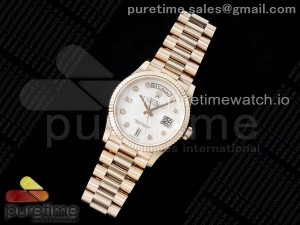 Day Date 36 RG TWSF Best Edition White Diamonds Dial on RG Bracelet A2836