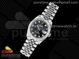 DateJust 36 126234 APF 1:1 Best Edition 904L Steel Black Diamonds Dial on SS Jubilee Bracelet VR3235