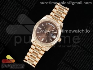 Day Date 40 RG 228235 ARF 1:1 Best Edition Brown Dial Crystal Markers on President Bracelet VR3255