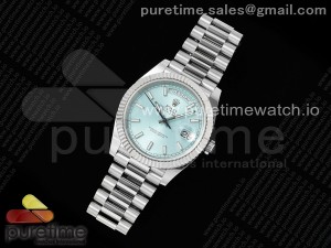 Day Date 40 SS 228236 ARF 1:1 Best Edition Ice Blue Dial Stick Markers on President Bracelet VR3255