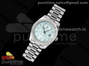 Day Date 40 SS 228236 ARF 1:1 Best Edition Ice Blue Dial Crystal Markers on President Bracelet VR3255