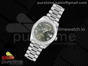 Day Date 40 SS 228236 ARF 1:1 Best Edition Green Roman Dial on President Bracelet VR3255 (Gain Weight)
