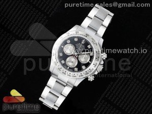 Daytona 126509 QF 1:1 Best Edition Black/White Diamonds Dial on SS Bracelet SA4131 V3 (Gain Weight)
