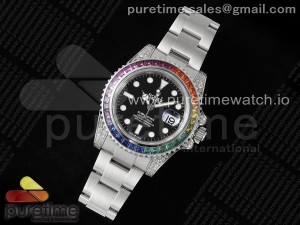 Submariner 40mm Rainbow EF Best Edition Black Dial White Markers on SS Bracelet SA3135