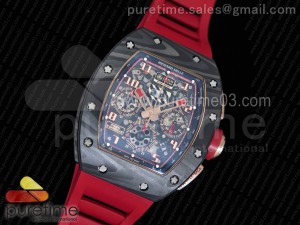 RM011 NTPT Lotus F1 Team RG Chronograph KVF 1:1 Best Edition Crystal Skeleton Dial Red on Red Rubber Strap A7750
