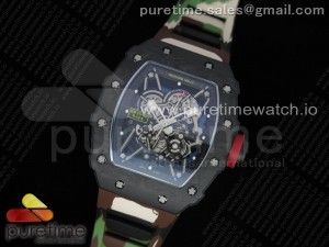 RM035-02 KVF Best Edition Skeleton Dial Red on Green Camouflage Rubber Strap MIYOTA8215 V3
