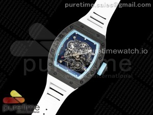 RM055 NTPT BBR Best Edition Skeleton Blue Dial on White Rubber Strap Clone RMUL2