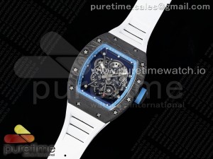 RM055 NTPT RMF Best Edition Skeleton Blue Dial on White Rubber Strap Clone RMUL2