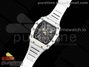 RM035 White Carbon SONIC Best Edition Skeleton Dial on White Rubber Strap Clone RMUL2