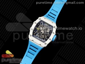 RM035 White Carbon SONIC Best Edition Skeleton Dial on Blue Rubber Strap Clone RMUL2