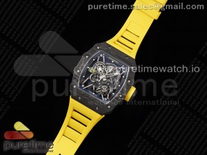 RM035 Black Carbon SONIC Best Edition Skeleton Dial on Yellow Rubber Strap Clone RMUL2