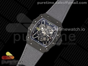 RM035 Black Carbon SONIC Best Edition Skeleton Dial on Gray Nylon Strap Clone RMUL2