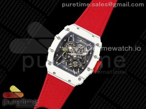 RM035 White Carbon SONIC Best Edition Skeleton Dial on Red Nylon Strap Clone RMUL2