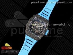 RM035 Black Carbon SONIC Best Edition Skeleton Dial on Blue Rubber Strap Clone RMUL2