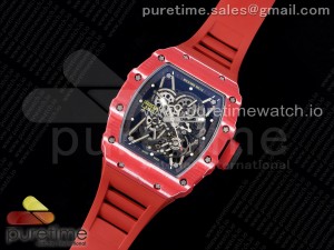 RM035 Red Carbon T+F Best Edition Skeleton Dial on Red Rubber Strap Clone RMUL2