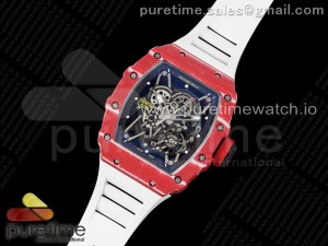 RM035 Red Carbon T+F Best Edition Skeleton Dial on White Rubber Strap Clone RMUL2