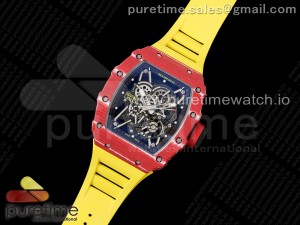 RM035 Red Carbon T+F Best Edition Skeleton Dial on Yellow Rubber Strap Clone RMUL2