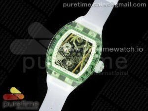 RM026 Green Transparent Tourbillon RM Best Edition Panda Skeleton Dial on Rubber Strap