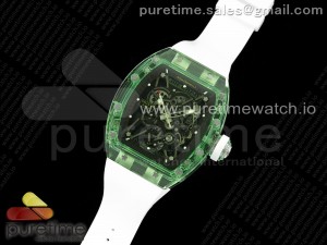 RM035 Green Transparent RMF Best Edition Skeleton Dial on White Rubber Strap Clone RMUL2