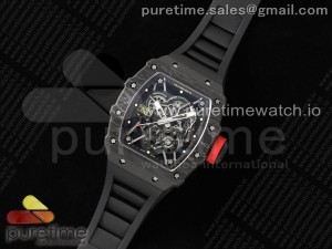 RM035 Black Carbon SONIC Best Edition Skeleton Dial on Black Rubber Strap Clone RMUL2