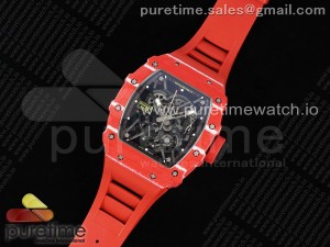 RM035 Red Carbon SONIC Best Edition Skeleton Dial on Red Rubber Strap Clone RMUL2 V2