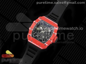 RM035 Red Carbon SONIC Best Edition Skeleton Dial on Black Rubber Strap Clone RMUL2 V2
