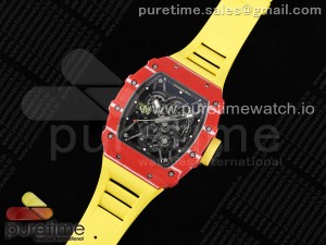 RM035 Red Carbon SONIC Best Edition Skeleton Dial on Yellow Rubber Strap Clone RMUL2 V2