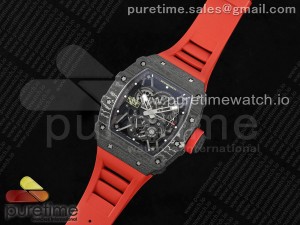 RM035 Carbon SONIC Best Edition Skeleton Dial on Red Rubber Strap Clone RMUL2 V2