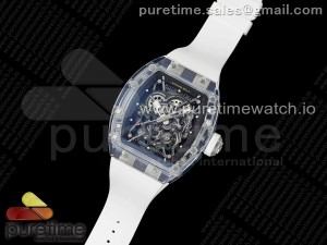 RM035-02 Transparent RMF 1:1 Best Edition Skeleton Dial on White Rubber Strap RMAL1