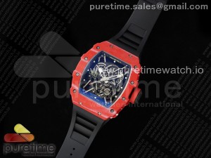 RM035-02 Red NTPT ZF 1:1 Best Edition Skeleton Dial on Black Rubber Strap RMAL1 Super Clone V6