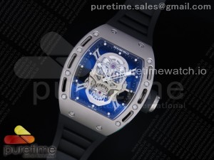 RM052 Skull Titanium ZF 1:1 Best Edition Skeleton Dial on Black Rubber Strap NH05A