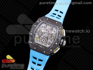RM011 NTPT Chrono KVF 1:1 Best Edition Crystal Dial on Blue Rubber Strap A7750 V2