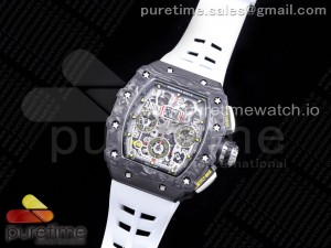 RM011 NTPT Chrono KVF 1:1 Best Edition Crystal Dial on White Rubber Strap A7750 V2