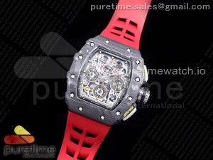 RM011 NTPT Chrono KVF 1:1 Best Edition Crystal Dial on Red Rubber Strap A7750 V2