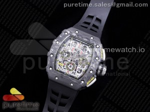 RM011 NTPT Chrono KVF 1:1 Best Edition Crystal Dial on Black Rubber Strap A7750 V2