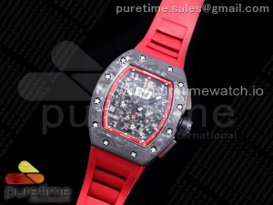RM011 NTPT Chrono PVD Case KVF 1:1 Best Edition Crystal Dial Red on Red Rubber Strap A7750 V2