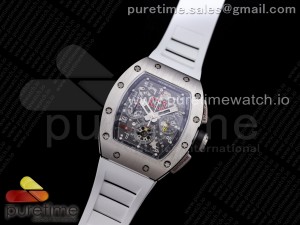 RM011 SS Chrono KVF 1:1 Best Edition Crystal Dial Black on White Rubber Strap A7750 V3