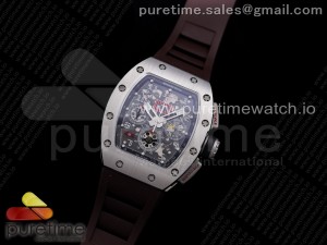 RM011 SS Chrono KVF 1:1 Best Edition Crystal Dial Black on Brown Rubber Strap A7750 V3