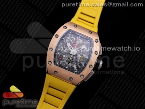 RM011 RG Chrono KVF 1:1 Best Edition Crystal Dial Black on Yellow Rubber Strap A7750 V3