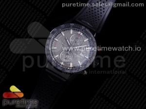 Calibre Heuer 01 Chrono 43mm PVD XF 1:1 Best Edition Gray Dial on Black Rubber Strap A1887
