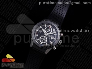 Calibre Heuer 01 Chrono SS XF 1:1 Best Edition Black Dial on Black Rubber Strap A1887