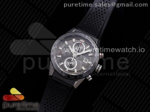 Calibre Heuer 01 Chrono SS XF 1:1 Best Edition Gray Dial on Black Rubber Strap A1887