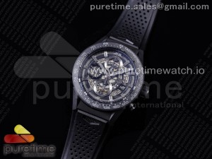 Calibre Heuer 01 Chrono 43mm Ceramic XF 1:1 Best Edition Skeleton Dial on Black Rubber Strap A1887