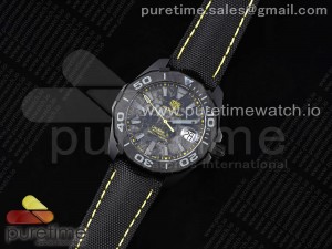 Aquaracer Calibre 5 PVD 41mm TARF 1:1 Best Edition Carbon/Yellow Dial on Black Nylon Strap SW200